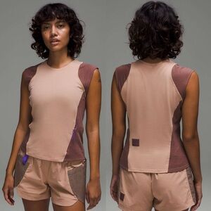 Lululemon Cap Sleeve Hiking Tank Top Pink Clay / Dark Oxide Brown Size 4